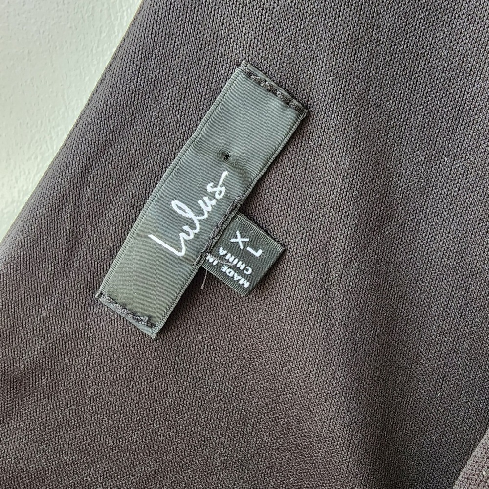 Lulus Black Square Neck Mermaid Flounce Hem Midi Dress XL Sleeveless V-Back - Picture 5 of 7
